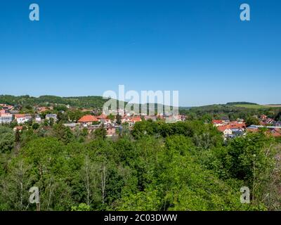 Panoramablick auf Camburg Dornburg in Thüringen Stockfoto