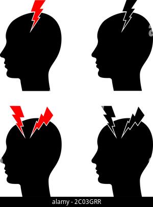 Kopfschmerzen kontinuierliches Schmerzsymbol, Schmerz im Kopf Vektorgrafik Stock Vektor