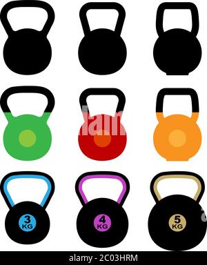 Kettlebell Icon Set Vektor Illustration Stock Vektor