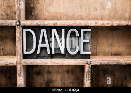 Dance Vintage Briefpresse Typ in Schublade Stockfoto