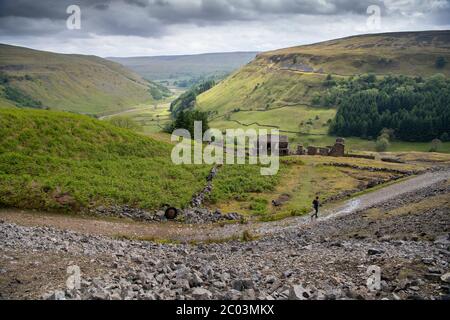 Ruinen der Crackpot Hall in der Nähe von Keld auf dem Gipfel von Swaledale im Yorkshire Dales National Park, Großbritannien. Stockfoto