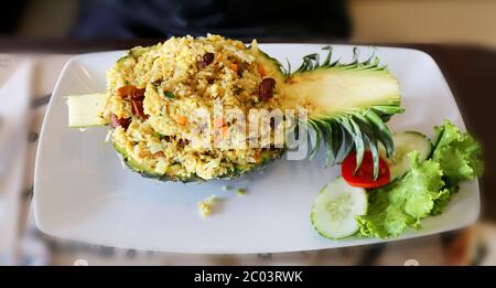 Reis mit Gemüse Ananas Stockfoto