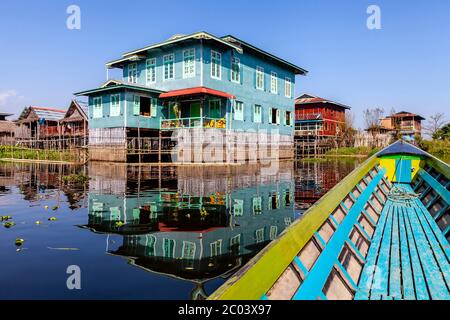 Stelzenhäuser Am Inle See, Shan Staat, Myanmar. Stockfoto