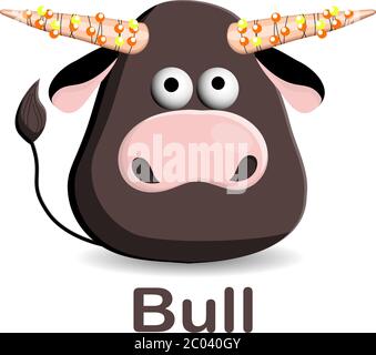 Jahr des Bullen. 2021. Grußkarte zum neuen Jahr, Poster. Frohes Neues Jahr. Lustige Stier Charakter auf einem weißen Hintergrund Stock Vektor