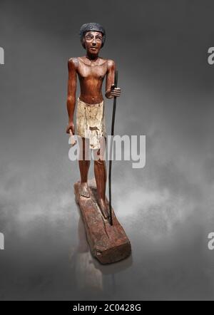 Alte ägyptische Holzstatue von Wepwawetemhat, Mittleres Königreich, 12. Dynastie, (1939-1875 v. Chr.), Asyut, Grab von Minhotep. Ägyptisches Museum, Turin. Cat 87 Stockfoto