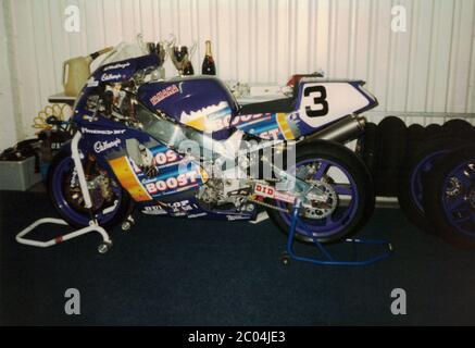 Cadbury Boost British Superbikes Yamaha YZF 750 Motorrad 1996 Stockfoto