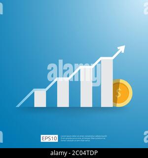 Business Growup Chart bar mit Pfeilrichtung. Die Vision des Finanzwachstums steigt. ROI-Rendite. Steigerung der Gewinnmargen Stock Vektor