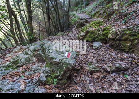 Melden Sie sich an einem Chouwan Lake Trail im Jabal Moussa Biosphärenreservat an den Hängen des Mount Lebanon im Keserwan District im Libanon Stockfoto