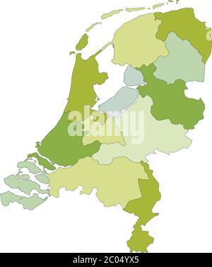 Sehr detaillierte bearbeitbare politische Karte mit getrennten Ebenen. Niederlande. Stock Vektor