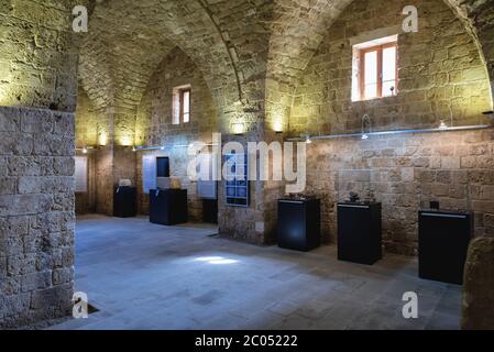 Ausstellung in Kreuzritterburg in Byblos, größte Stadt im Libanongebirge Stockfoto