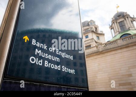 LONDON - JUNI 2020: Bank of England Museum in der Bank of England in der City of London Stockfoto