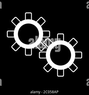 Weiße Zahnräder auf schwarzem Hintergrund Stock Vektor