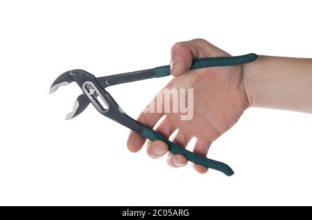 Der Schlüssel in der Hand des Mannes Stockfoto