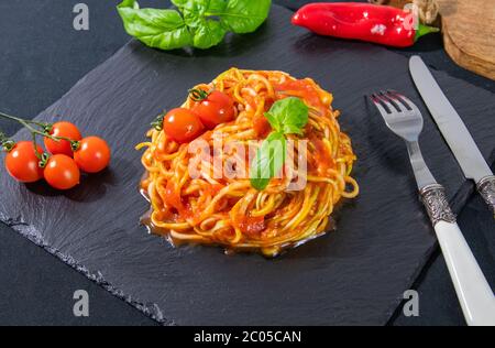 Tomaten-Nudeln Stockfoto