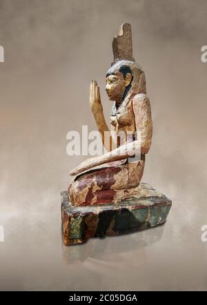 Alte ägyptische Holzstatue von osiris Weinen, späte Periode (664-332 v. Chr.). Ägyptisches Museum, Turin. Drovetti Cat 203. Stockfoto