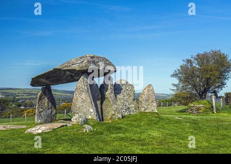 Die alte Grabkammer von Pentre Ifan in den Presceli Hills Nord Pembrokeshire Stockfoto