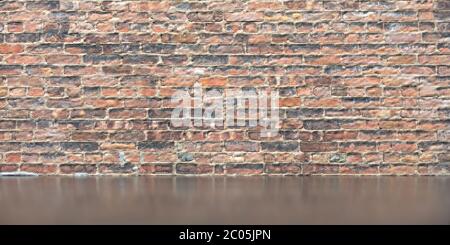 Leeres Zimmer, Ziegelwand und Industrieboden. Loft Innenansicht, Vorlage. Studio, zu Hause, im Büro. 3d-Darstellung Stockfoto