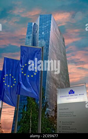 Die neue Europäische Zentralbank Hauptquartier, in 2014 geöffnet, in Ostende, Frankfurt, Deutschland. Stockfoto