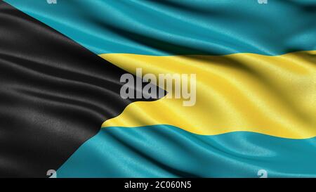 3D Darstellung, winkende Flagge von Bahamas Stockfoto