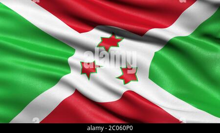 3D Darstellung, wehende Flagge von Burundi Stockfoto