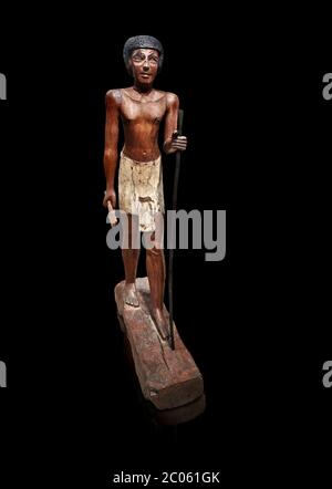 Alte ägyptische Holzstatue von Wepwawetemhat, Mittleres Königreich, 12. Dynastie, (1939-1875 v. Chr.), Asyut, Grab von Minhotep. Ägyptisches Museum, Turin. Cat 87 Stockfoto