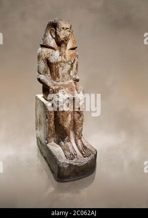 Alte ägyptische Statue von Wahka Sohn von Neferhoptep, Reich der Mitte, 13. Dynastie, (1760 v. Chr.), QAW el-Kebir, Grab 7. Ägyptisches Museum, Turin. Dieses Exz Stockfoto