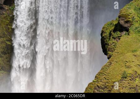 Skógafoss Wasserfall, Skogafoss, Skogar, Umgehungsstraße, Sudurland, Südisland, Island, Europa Stockfoto