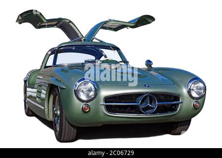 Mercedes Benz W 198, 300 SL Coupé Flügeltürer, Baujahr 1955, grün, Deutschland, Europa Stockfoto