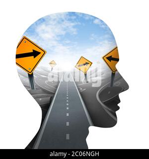 Denken Sie klar Konzept und klare Business Thinking Idee als unternehmerische Erfolg Denkweise oder Psychologie Symbol für Geist und Zielsetzung. Stockfoto