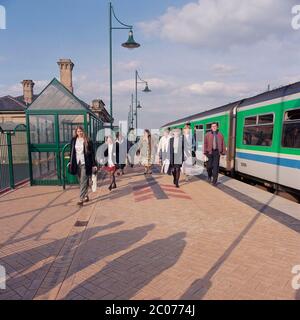 1996, die damals neu eröffnete Robin Hood lokale Eisenbahnlinie, in Mansfield, East Midlands, England, Großbritannien Stockfoto