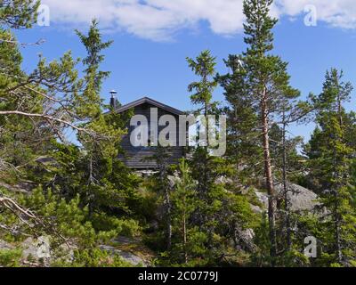 Holzhütte in schweden Stockfoto