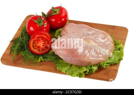 Rohes Hühnerfilet mit Gemüse Stockfoto