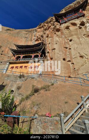 Qianfo Buddhistische Grotten Abschnitt des MatiSi-Pferd Hoof Temple. Zhangye-Gansu Provinz-China-0922 Stockfoto