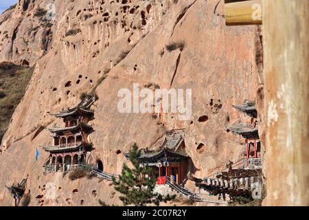 Qianfo Buddhistische Grotten Abschnitt des MatiSi-Pferd Hoof Temple. Zhangye-Gansu Provinz-China-0927 Stockfoto