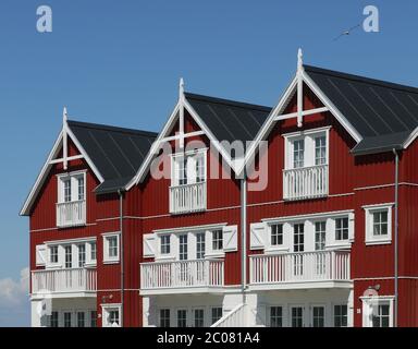 Ferienhäuser in der bagenkop Marina Stockfoto