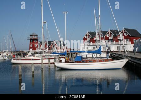 Segelboote in der Marina bagenkop, dänemark Stockfoto