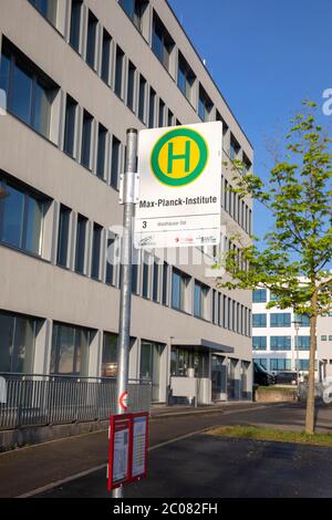 Halbsteste Max-Planck-Institut vor dem alten Gebäude des Tübinger Pharmaunternehmen CureVac AG. Tübingen, 19.04.2020 Stockfoto