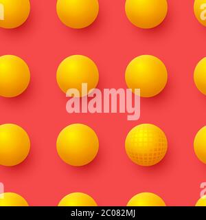 3d gelbe Kugeln auf rotem Hintergrund. Abstrakter Spheres Hintergrund. Stock Vektor