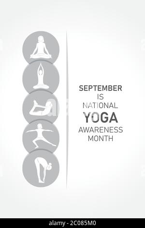 Vektor-Illustration des National Yoga Awareness Month im September jedes Jahr beobachtet Stock Vektor