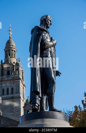 Statue von Sir John Moore auf dem George Square, Glasgow, Schottland Stockfoto
