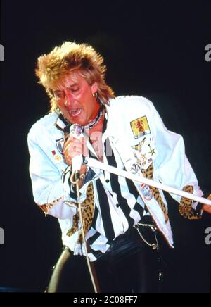 Rod Stewart im Konzert im Earl's Court, London 19. September 1986 Stockfoto