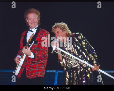 Rod Stewart im Konzert im Earl's Court, London 19. September 1986 Stockfoto