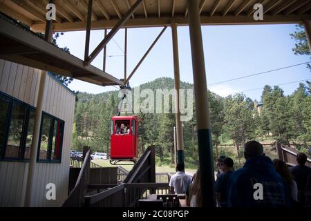 Estes Park ist eine statutarische Stadt in Larimer County, Colorado, USA. Ein beliebtes Sommerresort in der Nähe des Rocky Mountain National Park Stockfoto