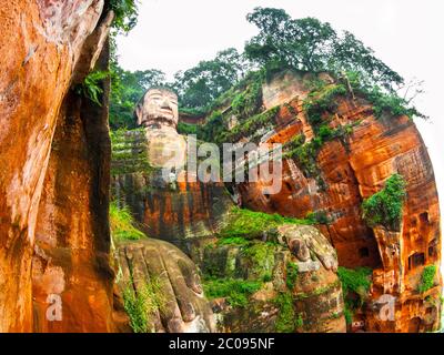 Leshan Giant Buddha, Dafo, UNESCO-Weltkulturerbe, Le Shan City, Sichuan, China Stockfoto