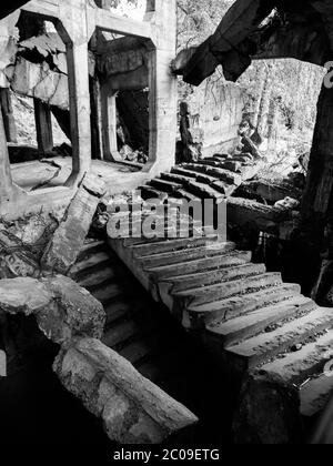 Zerstörte Kasernen auf der Halbinsel Westerplatte, Danzig, Polen Stockfoto