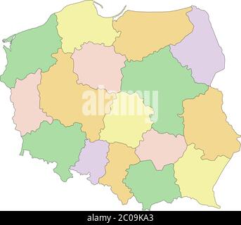 Polen - sehr detaillierte editierbare politische Karte. Stock Vektor