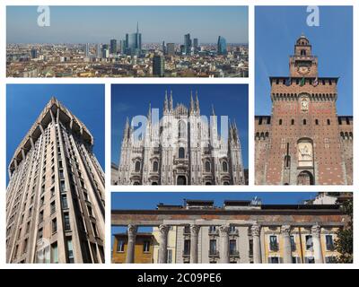 Collage der Wahrzeichen von Mailand Stockfoto