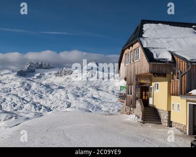 Berghütte am Krippenstein im Dachstein (Österreich) Stockfoto