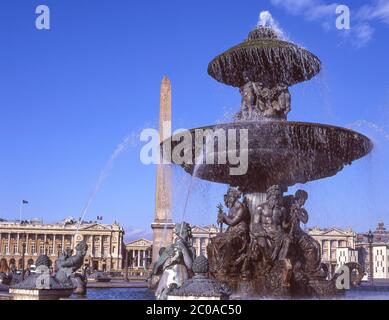 Der Brunnen des Handels und der Schifffahrt, Place de la Concorde, Quartier La Madeleine, Paris, Île-de-France, Frankreich Stockfoto