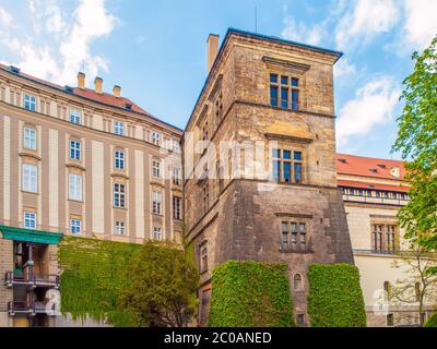 Ludwig Flügel des Alten Königspalastes auf der Prager Burg - Ort der zweiten Prager Verteidigung, Prag, Tschechische Republik. Stockfoto